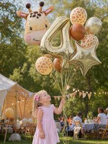 MINKOJA MINKOJA 11 pièces Ensemble de ballons en forme de tête de girafe géante avec ballon en feuille numéro blanc doré de 32 pouces pour décoration de fête d'anniversaire sur le thème de la jungle, fournitures de fête d'anniversaire, décoration de fête safari, anniversaire, Noël - Voir 5