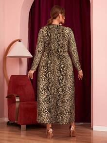 Mulvari Đầm Plus Size Báo Thanh lịch - màu đen - Xem 3
