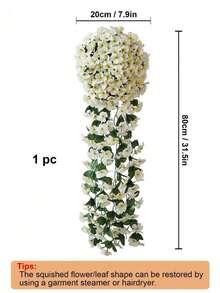 1/2PCS Artificial Hanging Fake Violet Ivy Wisteria Orchid Flowers Wall Hanging Garland Bunch Decoration Weatherproof UV Resistant For Outdoor Patio Garden Porch Wedding Home Hanging Baskets Gift Birthday Graduation Home Decor Wall Art - White - View 9