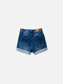 Nöista Mittelwäsche Denim Shorts mit Taillenbund in mittlerer Höhe und schlanker, entspannter Passform mit umgeschlagenem Saum und klassischem Fünf-Taschen-Stil. Aus weichem, dehnbarem blauem Denim für Alltagsoutfits im Sommer, lässige Urlaubslooks, Strandmode, Festivalstil, Streetwear-inspirierte Passformen und minimalistisches Y2K-Ästhetik-Garderobe. Perfekt für Sommerkleidung, lässige Wochenendoutfits, Urlaubslooks und einfaches Alltagsstyling. - Mittele Waschung - Übersicht 7