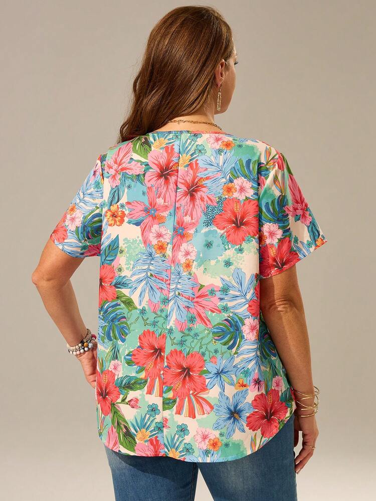 Plus Size V-Neck Ruched Summer Short Sleeve Casual Solid Dressy Top,Country Casual Vacation Outfits Woman,Simple And Fashionable For Everyday Wear,Summer Tops Women,Summer Outfits For Women