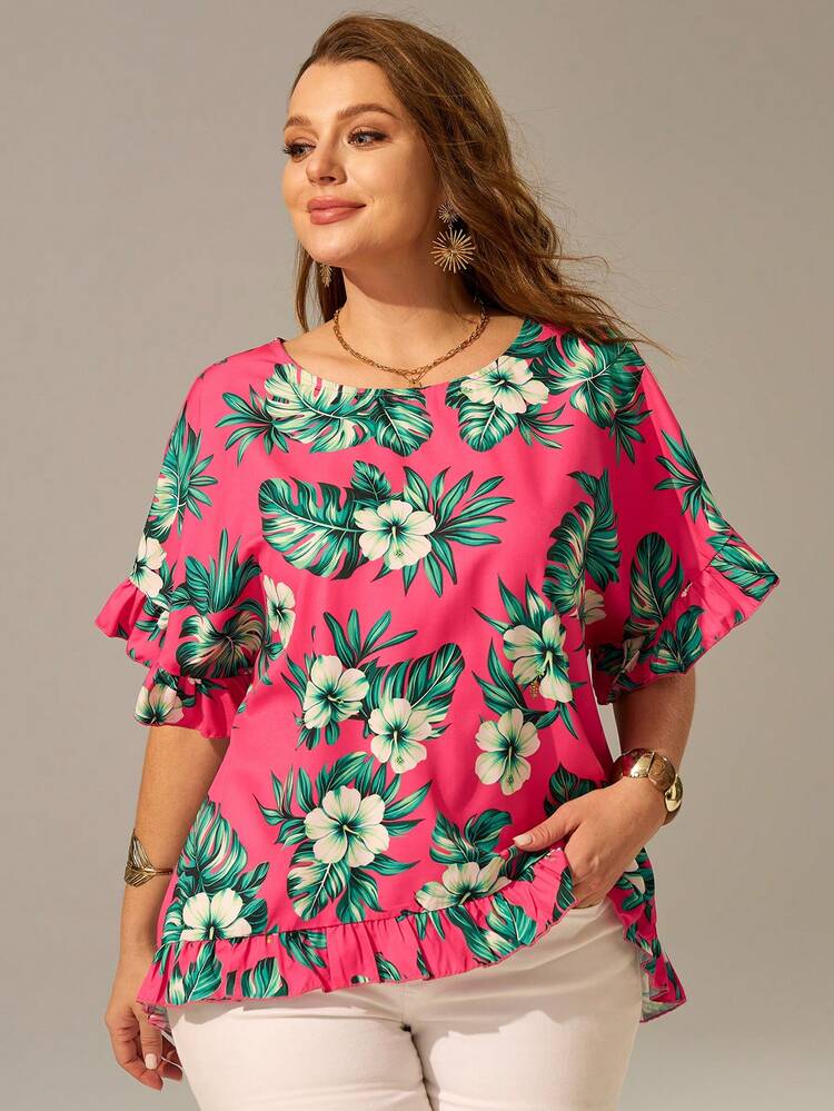 Plus Size Women Floral Print Casual Versatile Daily Wear Shirt