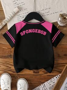 SpongeBob SquarePants | SHEIN 女童圆领短袖休闲百搭T恤 - 白色 - 查看 2