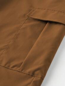 Manfinity Hypemode Men's Drawstring Waist Solid Color Cargo Pocket Shorts - Camel - View 7