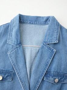 GlowEve Đầm denim không tay cổ ve lật dành cho nữ - Rửa nhẹ - Xem 6