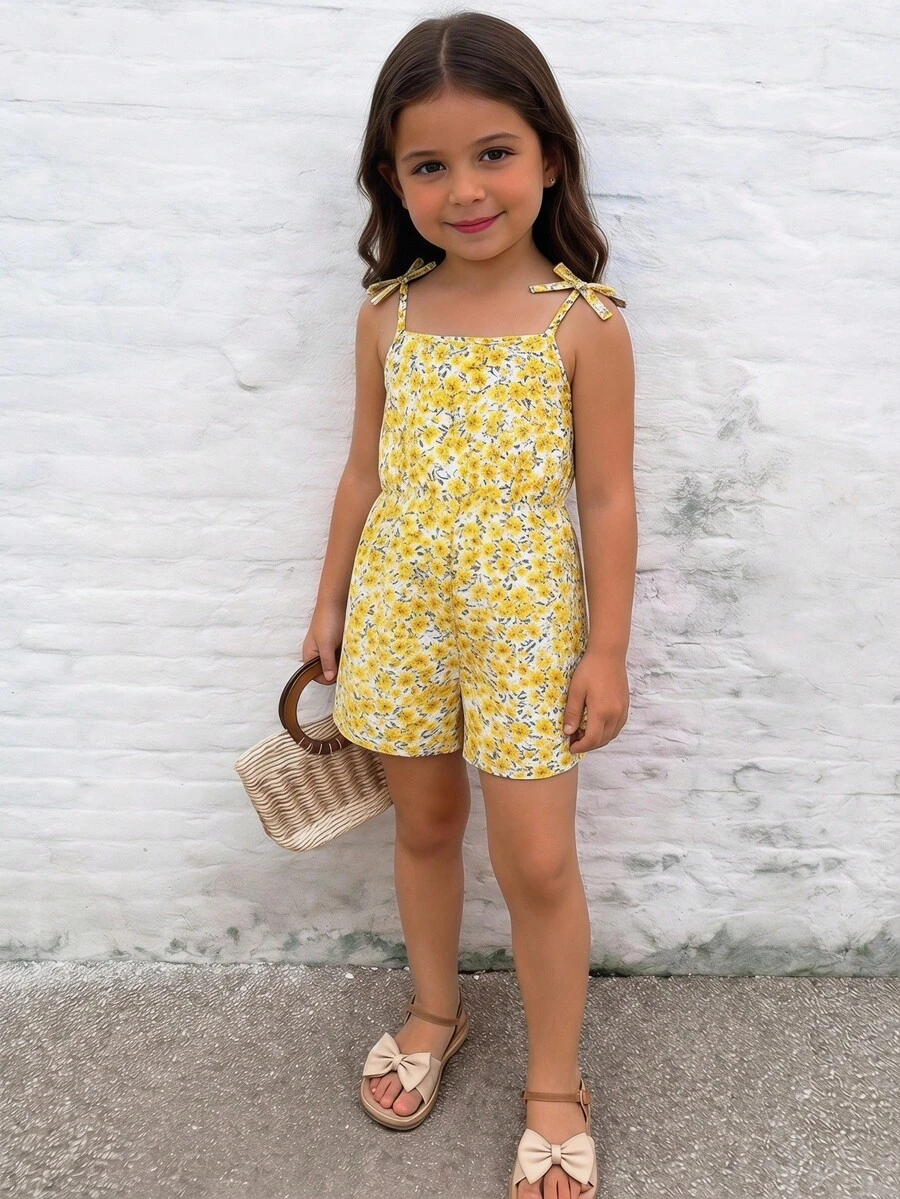 Emery Rose Kids Emery Rose Kids Young Girl Floral Print Ruffle Casual Jumpsuit For Daily Wear - Multicolor - View 1