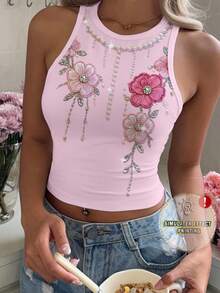 Modelyn 休闲简约圆领紧身女式背心，适合夏季穿着 - 彩色 - 查看 1