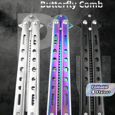 Butterfly Foldable Comb Training Tool Outdoor Competition Toy Portable Durable Design Speed Challenge Game Skill Practice Gear Camping Backpack Essential NonSlip Grip Compact Travel Accessory Adults Teens Party Activity
