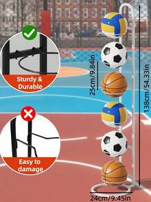 1 Multi Layer Sports Ball Storage Rack For Basketball Football Volleyball Organization Home Garage Living Room Must Have Accessory - White - View 7