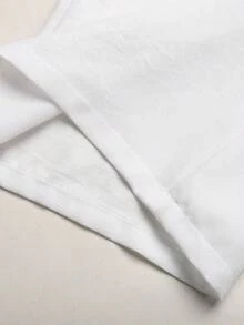 SHEIN Quần ống rộng màu trắng, cạp chun, kiểu dáng thường ngày cho nữ sinh tuổi teen, thích hợp mặc đi học mùa hè. - trắng - Xem 4