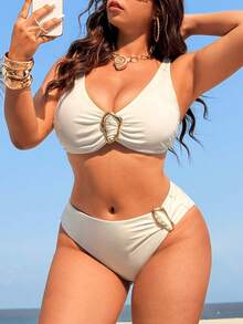 Swim SXY Bộ bikini hai mảnh gợi cảm dành cho nữ năm 2026, thích hợp cho kỳ nghỉ biển. - trắng - Xem 1