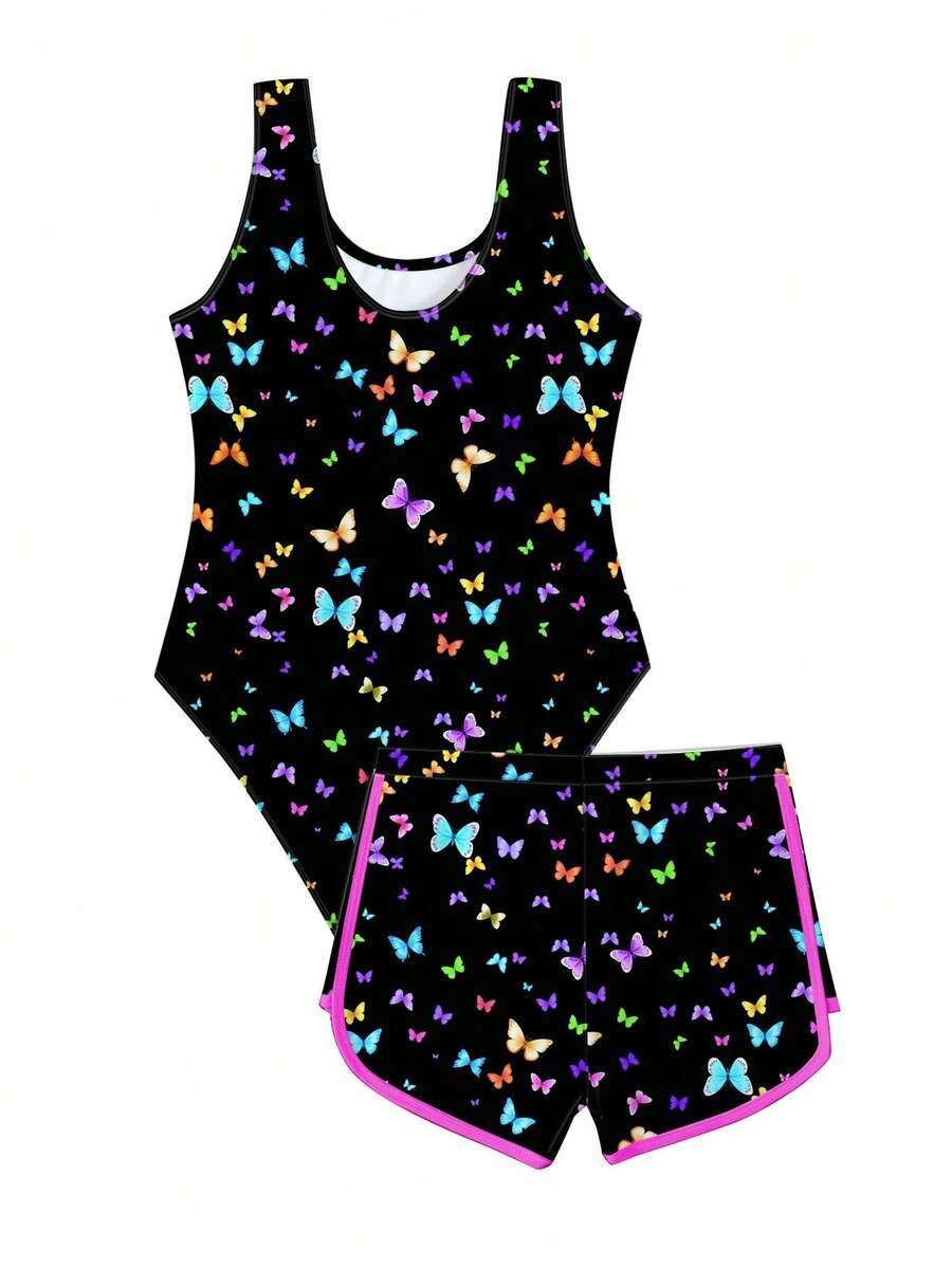 New Fashion Girls Swimsuit Set, Romper Swimwear, Conservative & Cute Style For Teenagers - Multicolor - View 1