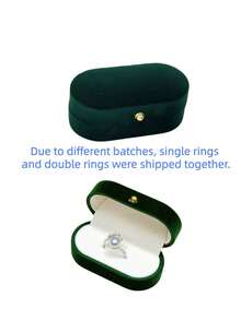 1PC Velvet Oval Ring Bearer Box, Ring Box Display Holder Case For Wedding/Proposal/Engagement/Ceremony, Wider Slot For Single Or Double Rings, Earrings, Jewelry Gift Storage Organizer (Green) Valentine's Day - Green - View 3