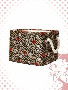 Betty Boop | ROMWE Lips & Cartoon Pattern Large Capacity Laundry Hamper/Basket - Brown - View 4