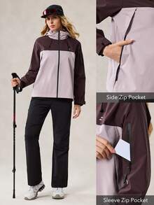 OutZeal Women Outdoor Jackets Hiking Camping Water-Resistant Hood Multi Pockets Outdoor Tops - Purple - View 5