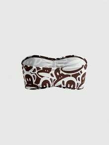 Paul Frank X ROMWE 3pcs Cartoon Monkey & Leopard Print Bandeau Bra Set - Brown - View 8