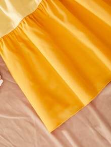 Girls'white And Yellow Summer Cute Strap Dress,Woven Patchwork Layered Design,Decorative Bow Accent,Elegant Color Blocking,Vacation Holiday Wear - Multicolor - View 7