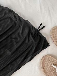 SHEIN 青少年女孩海灘度假包邊泳衣套裝附外罩裙 - 黃色 - 查看 4