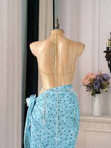 Bellisia Áo khoác ngoài bikini đính hạt, thích hợp cho bãi biển, lễ hội âm nhạc, tiệc tùng. - Vàng - Xem 2