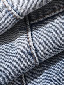 Dazy Kids Pantalones vaqueros casuales de estilo coreano con lavado para niños pequeños, corte holgado - Azul - Ver 3