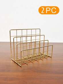 1/2PCS Metal Wire Desktop Mail Organizer Sturdy Holder For Letters Mail Books Postcards Brochures Documents Office Supplies Desk Storage Rack File Sorter - Three-compartment Envelope Holder - View 20
