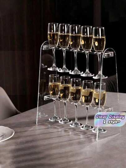 Elegant Champagne Glass Holder Stand - Acrylic Display For Wedding Christmas Party, Modern Serving Rack For Holiday Decor