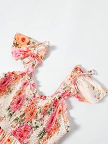 GlowEve CURVE Plus Size Women Floral Print Ruched Casual Vacation Dress - Multicolor - View 6