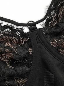 AltBold 2 pièces Ensemble de soutien-gorge en dentelle grande taille avec armature, sans rembourrage - Noir - Voir 11