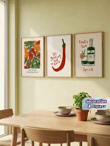 Joivida 1Pc Creative Colorful Chili Art Poster With A Strong Niche Aesthetic Atmosphere. Featuring A Art Style That Is Minimalist And Distinctive, It Is Suitable For Decorating Multiple Spaces Such As Bedrooms, Living Rooms, Entryways And Studies. - multicolor - View 1