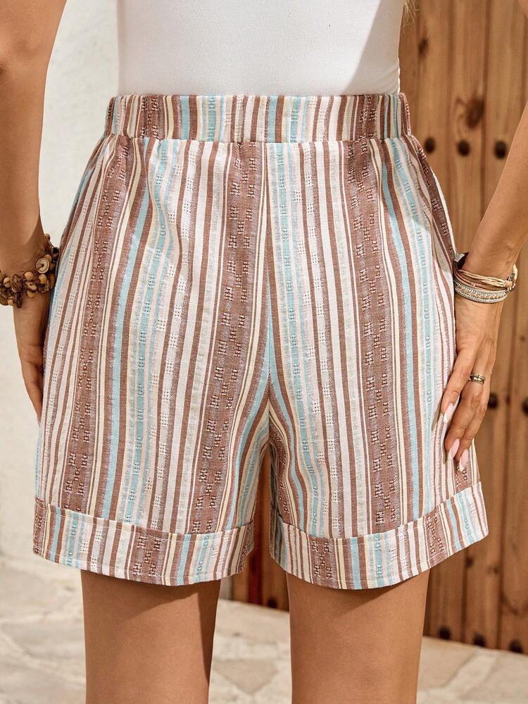 Women's Tie Waist Striped Pocket Casual Shorts Summer Outfits For Women Going Out Outfits Vacation Outfits Women Holiday Outfits For Women Striped Shorts For Women Women's Bermuda Shorts Women Summer Shorts Joggers Women Cotton Women's Clothing