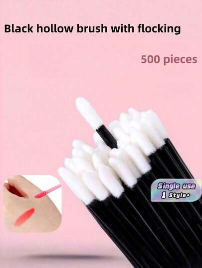 500PCS Disposable Lip Brush Set Portable Lipstick Applicator Makeup Brush Stick Hypoallergenic Precise Application Travel Kit Cosmetics Tool Sanitary Disposable Brush Clean