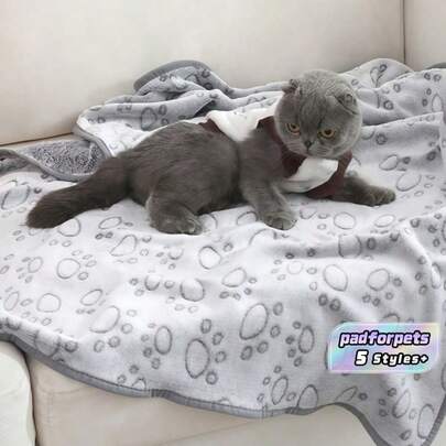 1 coperta per cani di taglia grande - coperta lavabile per animali domestici - coperta per cuccioli, adatta sia per cani grandi che piccoli - coperta reversibile in morbido pile con stampa di impronte, coperta per divano per cani, grigia con impronte di zampe