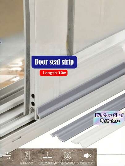 1条10米自粘塑料泡沫密封条，适用于推拉门窗，隔音防尘防水防虫，缝隙密封条，家居装修降噪冬季适用