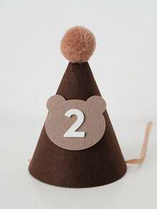 SHEIN 1 件 17cm * 12cm 可爱棕熊形状无纺布生日帽，派对帽装饰，发夹发饰，生日礼物，适合 1-9 岁 - 棕色 - 查看 19