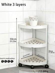 1-Piece Modern Style 3/4/5-Layer Corner Bookshelf, Foldable, Requires Self-Assembly, Suitable For Bathroom, Kitchen, Cosmetics And Bath Products, Multifunctional Storage Basket - Multicolor - View 9