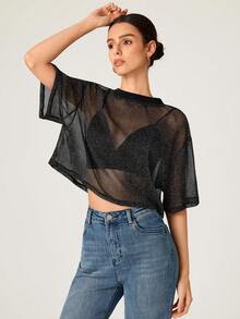 SHEIN BASICS Áo nữ - màu đen - Xem 4