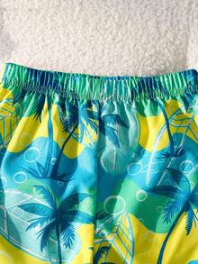SHEIN Playful Pals Bộ đồ đi biển mùa hè 3 món cho bé trai | Áo ba lỗ trắng kiểu Hawaii cho bé trai và bé gái + Quần short in hình cây cọ màu xanh dương "SUMMER TIME" + Mũ chống nắng cùng màu | Áo khoác ngoài đồ bơi đi biển | Trang phục chơi nước | Bộ đồ ngoài trời cho bé 4-7 tuổi | Bộ quần short và mũ thoải mái cho chuyến đi biển gia đình, trang phục mùa hè mát mẻ - Màu vàng - Xem 7