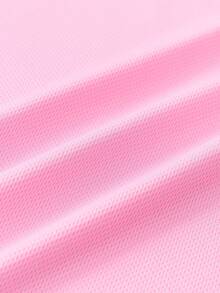 Courvante Men Summer Solid Color Casual Polo Shirt And Drawstring Waist Shorts Set, Mesh Sleeve Light Pink, With Front Button & Pocket, For Tennis Sport - Baby Pink - View 9