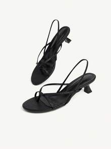 CUCCOO CHICEST Women Shoes Comfortable Mezzo Toes Round Head Thin Heel High Heel Sandals Simple Commuter Dating Versatile Vacation - Black - View 4