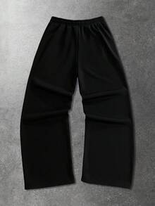 ROMWE MEN Goth Men's Casual Bone Print Drawstring Waist Loose Sweatpants - Black - View 7