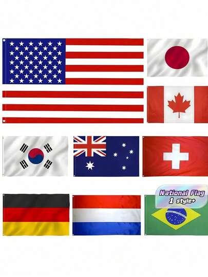 1 Tấm cờ quốc gia cỡ lớn bằng polyester chống thấm nước, chống phai màu, thích hợp trang trí cho World Cup bóng đá, quán bar, diễu hành, sự kiện yêu nước, tranh treo tường.