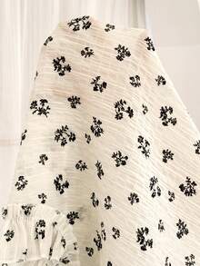 CottageSlumber Plus Size Ditsy Floral Ruffle Trim Round Neck Drawstring Tassel Decor Woven Pajama Set - Beige - View 7