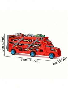 Foldable Stunt Launcher Car Toy - Inertia Powered Construction Truck With 8 Random Mini Vehicles, Gift For Boys Girls Age 3-6 Years Old - Red - View 10