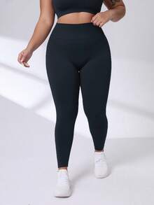 Slayform Slayform Skinny Compression Sports Pants For Plus Size Women With Seamless Design And Quick-Dry Fabric Yoga Pants - Navy Blue - View 4