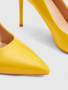 CUCCOO SZL Zapatos de tacón alto para mujer, zapatos de primavera para fiesta, bruja, vacaciones de primavera, baile de graduación, Navidad y primavera - Amarillo - Ver 5