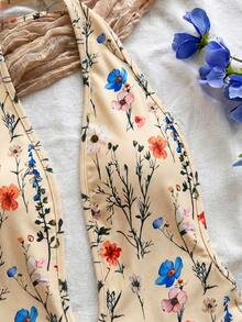 Soleia Tuta da donna bianca per vacanze, in maglia con texture a onde, scollo a V profondo, schiena scoperta, aderente, adatta per feste, appuntamenti, tè pomeridiano, stile boho per vacanze, spiaggia, outfit estivo - Giallo chiaro - Visualizzare 5