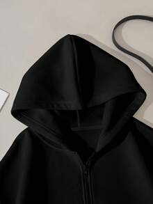 INAWLY 女士休闲连帽衫，前拉链设计，心形印花，简约风格，适合毕业、教师节、返校季等场合，秋季套头衫。 - 黑色 - 查看 3