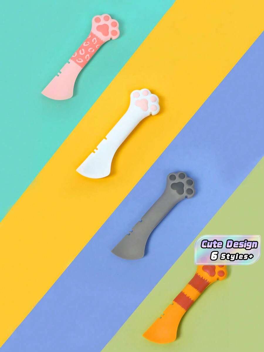 1 件装猫爪宠物罐勺多功能硅胶喂食器工具,用于混合、慢速喂食和罐盖,包括开罐器和盖子,海洋宠物喂食用品,可爱猫狗配件 - 彩色 - 查看 1