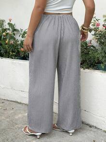 GalTyme Pantalones casuales de talla grande para mujer de primavera/verano con rayas, cintura con cordón y bolsillos en diagonal - Multicolor - Ver 2