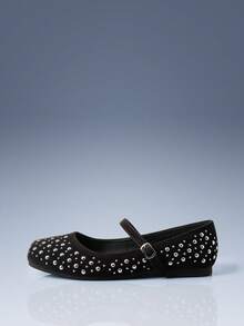 CUCCOO GRLICON Suede Rivet Mary Jane Shoes, Square Toe Buckle With Flats, Women's Retro Casual Shoes, Holiday Atmosphere, Summer Wear, Travel Must-Have, Y2K, Cool Girl Night Out Wear - Brown - View 2